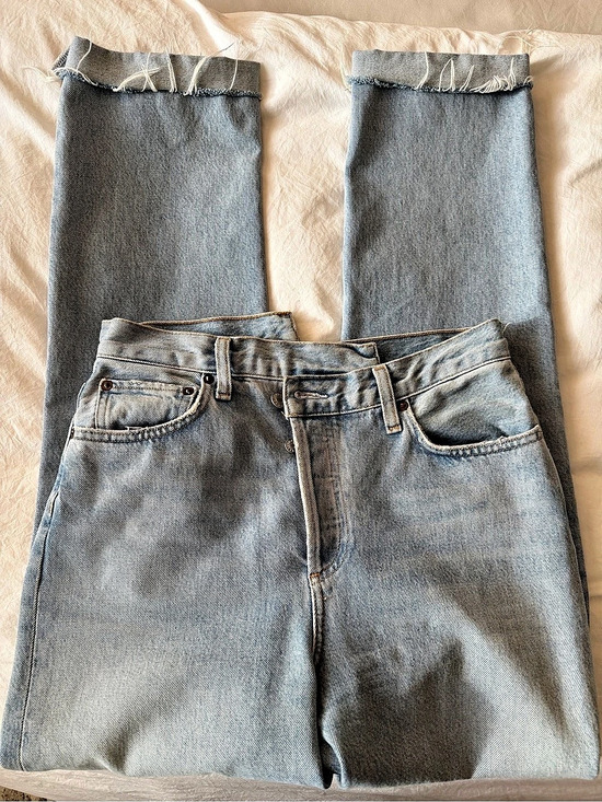 Agolde Denim - AGOLDE Criss Cross Upsized Straight Leg Jeans Blue Waist 26
